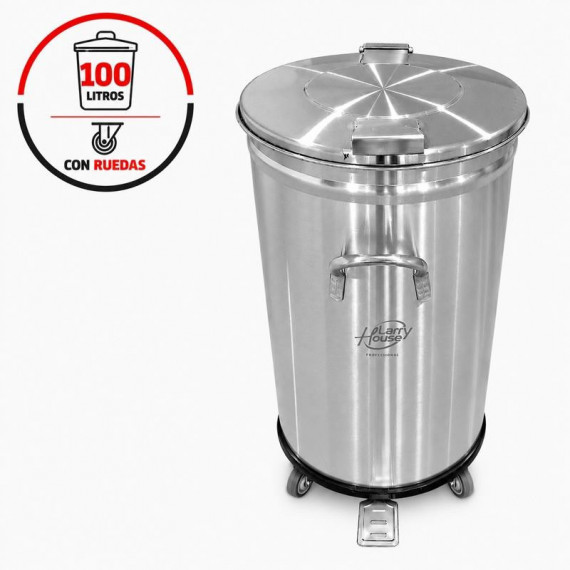 CUBO BASURA INDUSTRIAL CON RUEDAS LARRYHOUSE 100 LITROS