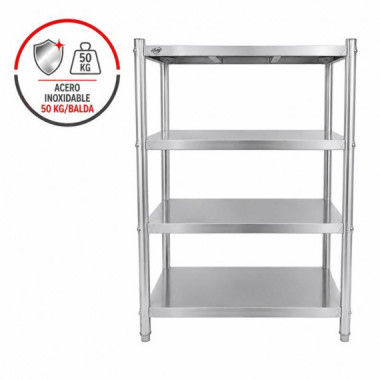 ESTANTERIA 4 ESTANTES INOXIDABLE LARRYHOUSE 50 KG/BALDA 100X48X155 CM