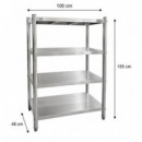 ESTANTERIA 4 ESTANTES INOXIDABLE LARRYHOUSE 50 KG/BALDA 100X48X155 CM
