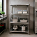 ESTANTERIA 4 ESTANTES INOXIDABLE LARRYHOUSE 60 KG/BALDA 120X48X155 CM