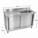 FREGADERO INDUSTRIAL DERECHA CON PUERTAS LARRYHOUSE 120X60X85 CM