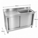 FREGADERO INDUSTRIAL DERECHA CON PUERTAS LARRYHOUSE 140X60X85 CM