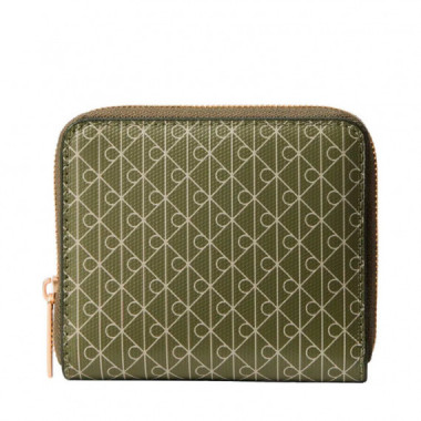 Cartera cuadrada con cremallera en el contorno con RFID y logo
