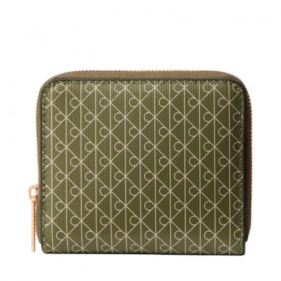 Cartera cuadrada con cremallera en el contorno con RFID y logo