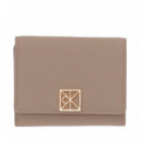 Cartera de piel granulada de plegado triple con RFID