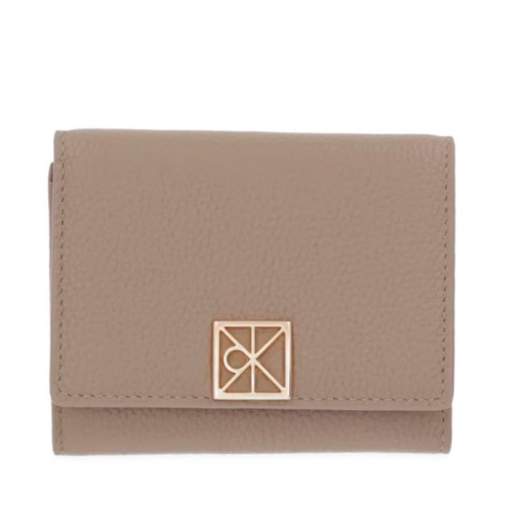 Cartera de piel granulada de plegado triple con RFID