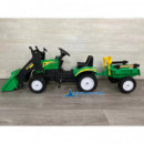 Tractor a Pedales Verde con Remolque y Pala Delantera  PEKECARS