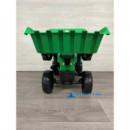 Tractor a Pedales Verde con Pala Delantera , Retro y Remolque  PEKECARS