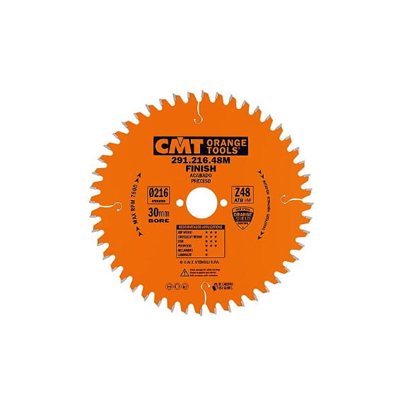 Disco Sierra Madera Cmt - 216 Mm X 2,8 Mm X 30 Mm - 48 Dientes - 291.216.48m