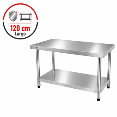 MESA DE TRABAJO INOXIDABLE LARRYHOUSE 120X60X85 CM