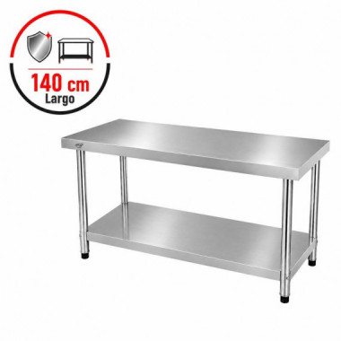 MESA DE TRABAJO INOXIDABLE LARRYHOUSE 140X60X85 CM