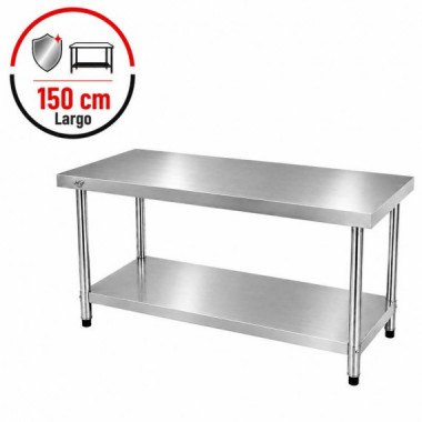 MESA DE TRABAJO INOXIDABLE LARRYHOUSE 150X60X85 CM