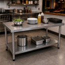 MESA DE TRABAJO INOXIDABLE LARRYHOUSE 150X60X85 CM