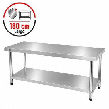 MESA DE TRABAJO INOXIDABLE LARRYHOUSE 180X60X85 CM