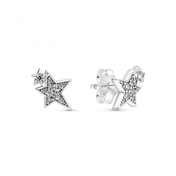 PANDORA Moments Pendientes de Botón en Plata de Ley Estrellas Asimétricas Brillantes 290012C01