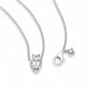 PANDORA Collar en Plata de Ley Colgante Doble Corazón Brillante 391229C01