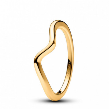 Pandora Anillo con un recubrimiento en oro de 14k Ola Pulida 163095C00