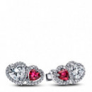 PANDORA Pendientes de Botón Halo Corazones 293633C01