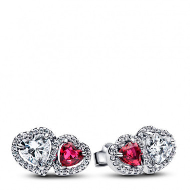 PANDORA Pendientes de Bot&oacute;n Halo Corazones 293633C01