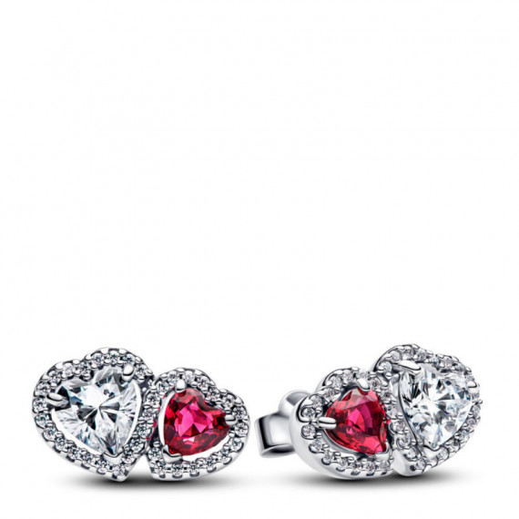 PANDORA Pendientes de Botón Halo Corazones 293633C01