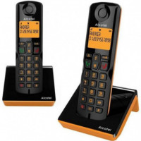 Teléfono Inalámbrico Dúo ALCATEL S280 Negro / Naranja con Bloqueo de Llamadas
