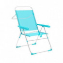 Silla Plegable de Aluminio 5 Posiciones Aguamarina (59x61x97cm)
