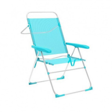 Silla Plegable de Aluminio 5 Posiciones Aguamarina (59x61x97cm)