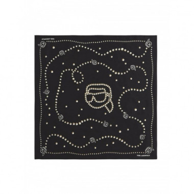 KARL LAGERFELD - Ikon Karl Pearls Silk Scarf - 101 - B3W33038/101