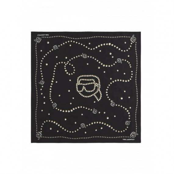 KARL LAGERFELD - Ikon Karl Pearls Silk Scarf - 101 - B3W33038/101