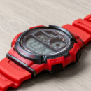 CASIO AE-1000W-4AV Reloj Deportivo Digital para Hombre – Correa Roja, Hora Mundial, Wr 100M, Batería 10 Años