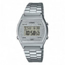 CASIO B640WDG-7 Reloj Digital Unisex - Caja Plateada con Esfera Brillante, Pulsera de Acero Inoxidable, Retro, Wr 50M
