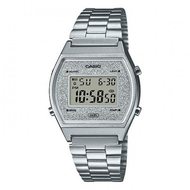 CASIO B640WDG-7 Reloj Digital Unisex - Caja Plateada con Esfera Brillante, Pulsera de Acero Inoxidable, Retro, Wr 50M
