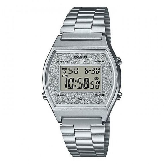 CASIO B640WDG-7 Reloj Digital Unisex - Caja Plateada con Esfera Brillante, Pulsera de Acero Inoxidable, Retro, Wr 50M
