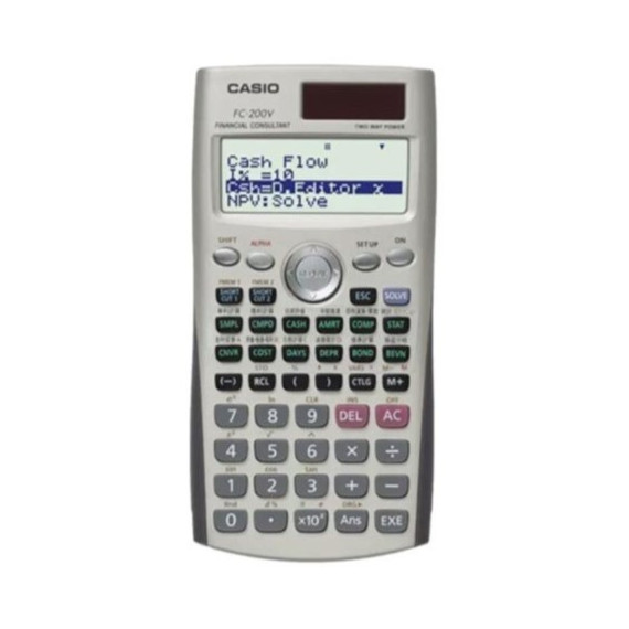 Casio FC-200V Calculadora Financiera Profesional – Interés Compuesto, Flujo de Caja, Amortización, Estadísticas, Batería Solar