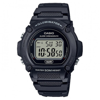 CASIO W-219H-1A Reloj Digital Hombre Negro Deportivo Estilo Cl&aacute;sico Wr 50M con Luz y Alarma