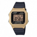 CASIO W-217HM-9V Reloj Digital Retro Dorado con Correa Negra y Luz Led Wr 50M