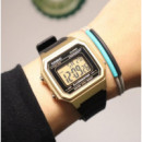 CASIO W-217HM-9V Reloj Digital Retro Dorado con Correa Negra y Luz Led Wr 50M