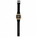 CASIO W-217HM-9V Reloj Digital Retro Dorado con Correa Negra y Luz Led Wr 50M