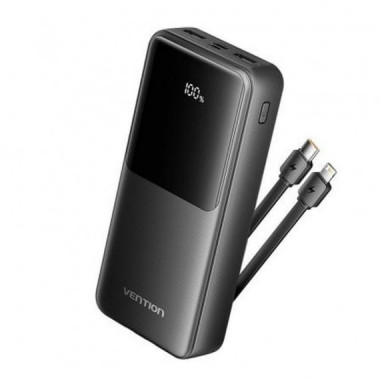 VENTION POWERBANK FHPB0 20.000MAH / 22.5W/ NEGRA Incluye Cable USB Tipo-C y Lightning