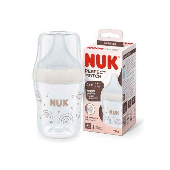 NUK BIBERON PP SILICONA PERFECT MATCH FLUJO S 1 UNIDAD 150 ML ARCOIRIS