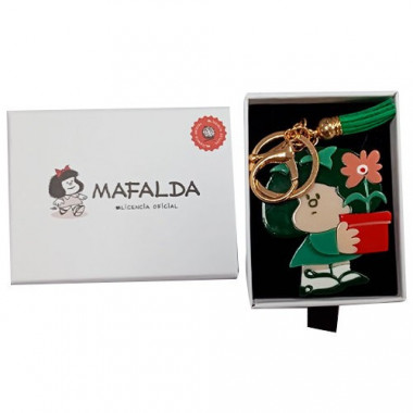 Llavero Metacrilato Mafalda con flor