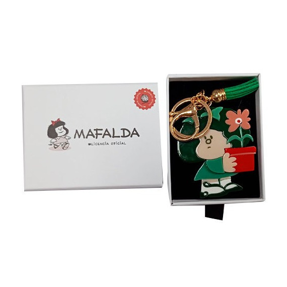 Llavero Metacrilato Mafalda con flor