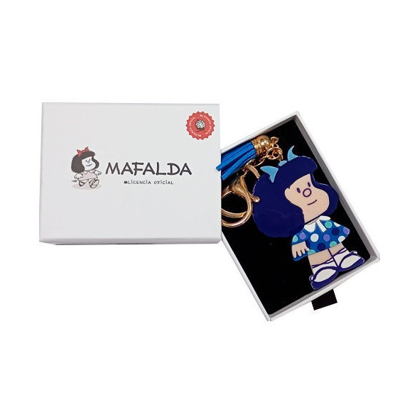 Llavero Metacrilato Mafalda traje azul con lunares