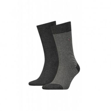 Th Men Small Stripe Sock 2P Anthrac  TOMMY HILFIGER