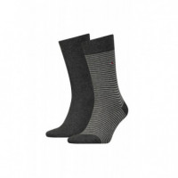 Th Men Small Stripe Sock 2P Anthrac  TOMMY HILFIGER