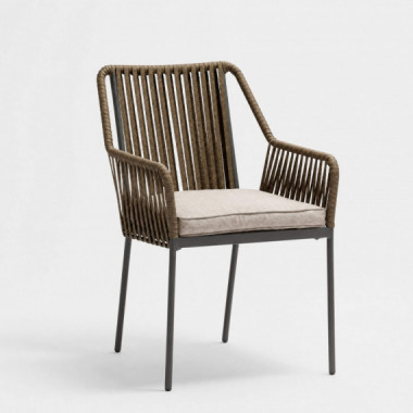 Silla de jard&iacute;n exterior LOTO en cuerda taup&eacute; Essentials&reg;