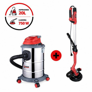 Pack Lijadora Pared + Aspiradora 20 Litros AICER