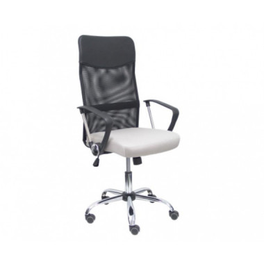 Silla de Direcci&oacute;n Piqueras y Crespo GONTAR con Respaldo de Malla Negra y Asiento Gris Claro