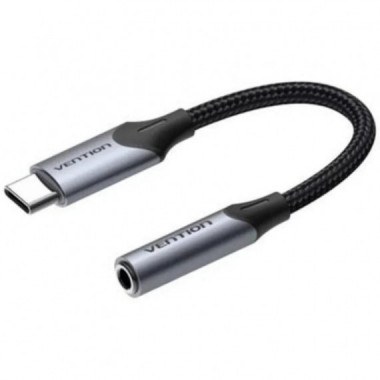 Conversor de Audio Vention USB-C Macho a Jack 3.5mm Hembra 10cm Gris/Negro