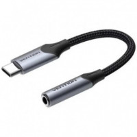 Conversor de Audio VENTION Usb-c Macho a Jack 3.5MM Hembra 10CM Gris/negro